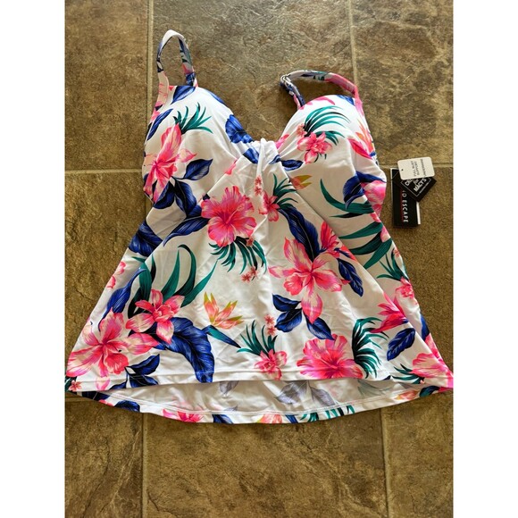 Island Escape Scorpio Underwire Tankini Top Dream On White Size 6 - Picture 5 of 9